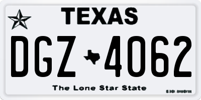 TX license plate DGZ4062