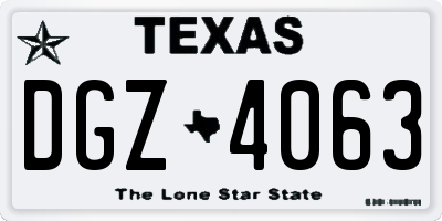TX license plate DGZ4063