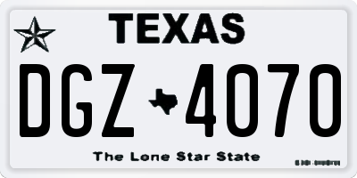 TX license plate DGZ4070