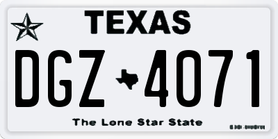 TX license plate DGZ4071