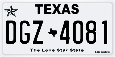 TX license plate DGZ4081