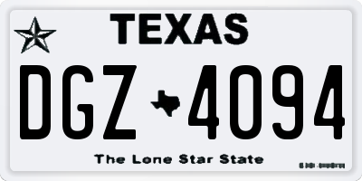 TX license plate DGZ4094