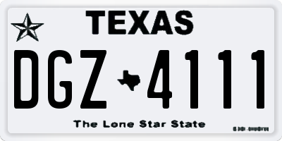TX license plate DGZ4111