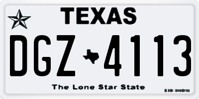 TX license plate DGZ4113