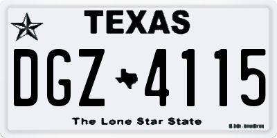 TX license plate DGZ4115