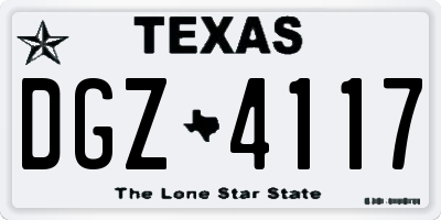 TX license plate DGZ4117