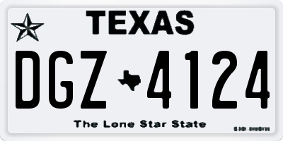 TX license plate DGZ4124
