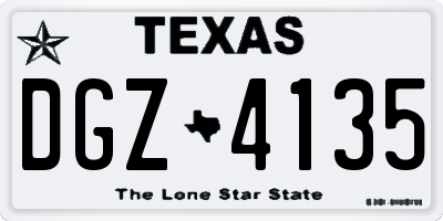 TX license plate DGZ4135
