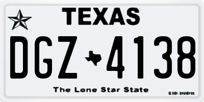 TX license plate DGZ4138