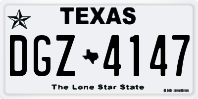 TX license plate DGZ4147