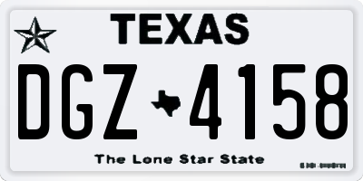 TX license plate DGZ4158