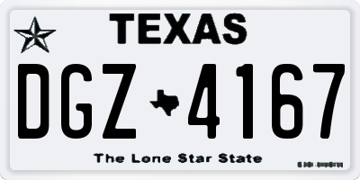 TX license plate DGZ4167