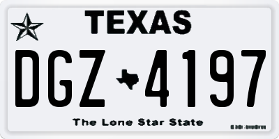 TX license plate DGZ4197