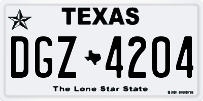TX license plate DGZ4204