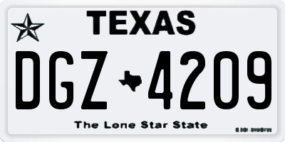 TX license plate DGZ4209