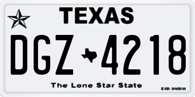 TX license plate DGZ4218