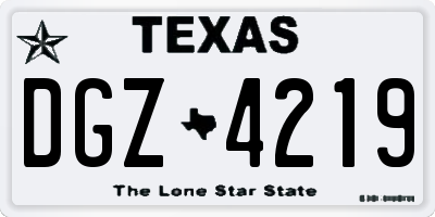 TX license plate DGZ4219