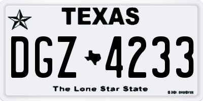 TX license plate DGZ4233
