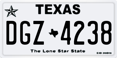 TX license plate DGZ4238
