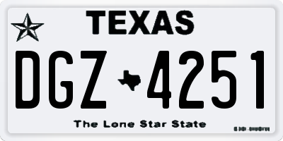 TX license plate DGZ4251