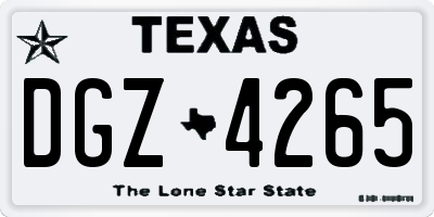 TX license plate DGZ4265