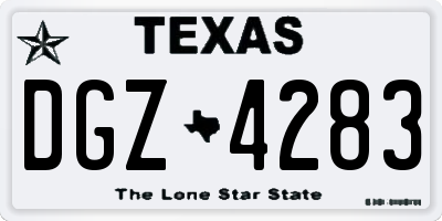 TX license plate DGZ4283
