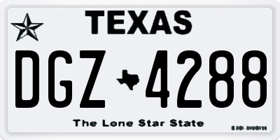 TX license plate DGZ4288