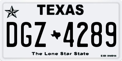 TX license plate DGZ4289