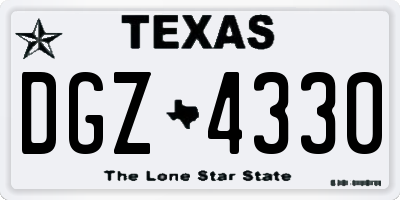 TX license plate DGZ4330