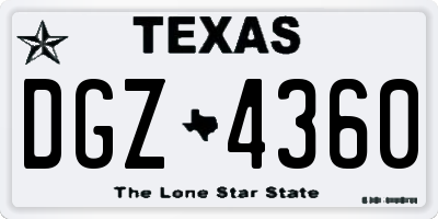 TX license plate DGZ4360