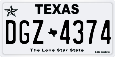 TX license plate DGZ4374