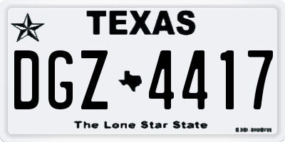 TX license plate DGZ4417