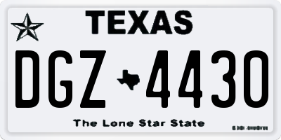 TX license plate DGZ4430
