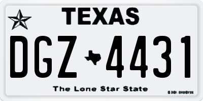 TX license plate DGZ4431