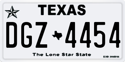 TX license plate DGZ4454