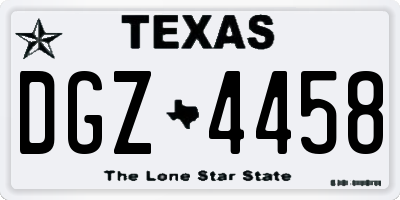TX license plate DGZ4458