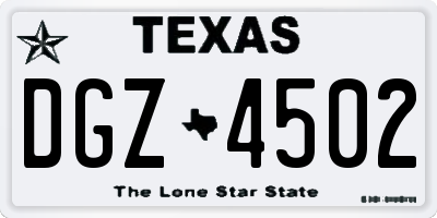 TX license plate DGZ4502