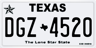 TX license plate DGZ4520
