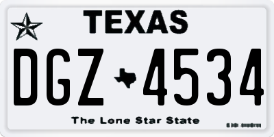 TX license plate DGZ4534