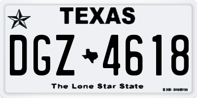 TX license plate DGZ4618