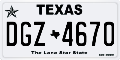 TX license plate DGZ4670