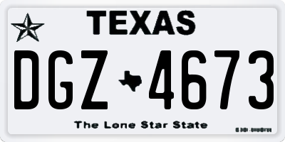 TX license plate DGZ4673