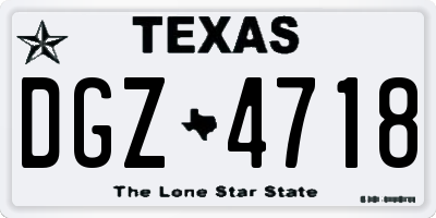 TX license plate DGZ4718