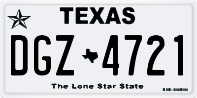 TX license plate DGZ4721