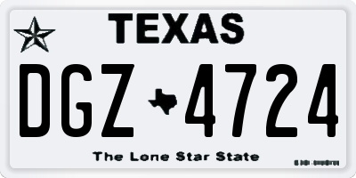 TX license plate DGZ4724