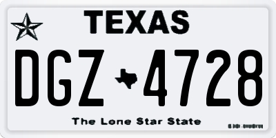TX license plate DGZ4728