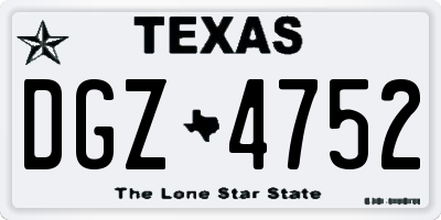 TX license plate DGZ4752