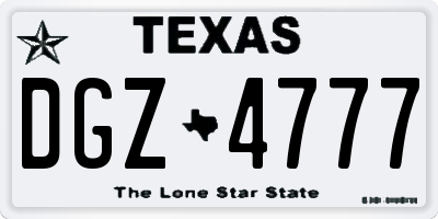 TX license plate DGZ4777