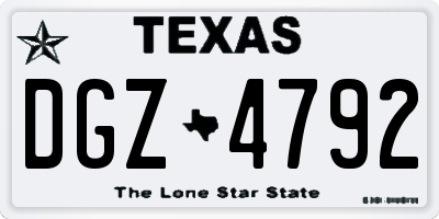 TX license plate DGZ4792