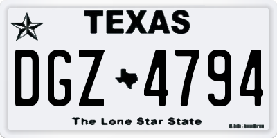 TX license plate DGZ4794